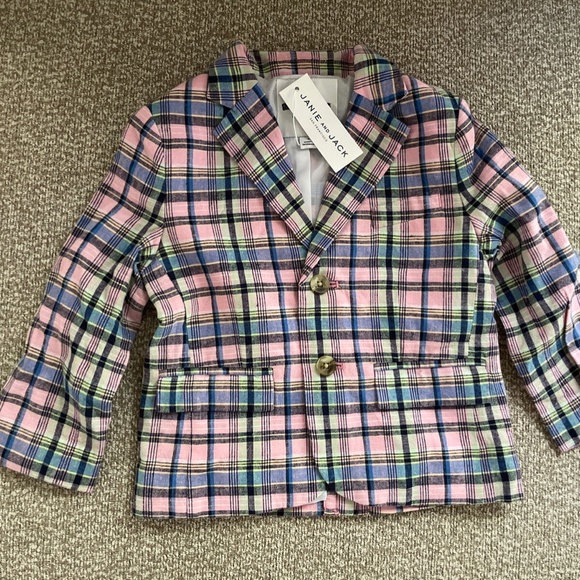 Janie and Jack  Baby Boy Infant Plaid Linen Blend Blazer 12-18M - Picture 5 of 7